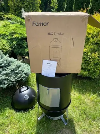 Houtskool smoker barbecue 18 inch, Femor, zwart